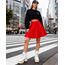 Dressever Damen Basic Vielseitige Dehnbaren Informell Casual Mini Hohe Taille A-Linie Tennisrock Tanzrock Rot Medium