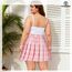TRIWORKS Elegante rosa Faltenrock Nicht mit integrierten Shorts Damen kurz Große Größen Herbst Rock Mädchen Karierter Rock A-Linie Plaid Skirt Minirock Tennisrock