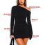 Navneet Damen Off Shoulder Kleid Partykleid Bodycon Langarm Elegant Eng Sexy Outfit Festlich Minikleid Hochzeitgast Schwarz S