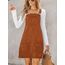 CUPSHE Damen Latzrock Quadratischer Ausschnitt Hosenträger Taschen Cord Latzkleid Overallkleid Freizeitkleider Corduroy Mini Dress Braun M