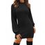 ZEAGOO Damen Elegant Kleid Langarm Strick Winterkleid Sexy Figurbetont Strickkleid Slim Eng Kleid Herbst Winter Sweater Dress Schwarz M