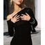 Navneet Damen Off Shoulder Kleid Partykleid Bodycon Langarm Elegant Eng Sexy Outfit Festlich Minikleid Hochzeitgast Schwarz S