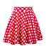 Dressever Damen Basic Vielseitige Dehnbaren Informell Casual Mini Hohe Taille A-Linie Tennisrock Tanzrock Red White Dot X-Large