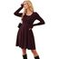 AUSELILY Langarm Strickkleid Damen Rundhalsausschnitt Pullover Kleid Gestrickt Herbstkleid Damen mit Taschen Weinrot L