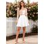 Dressever Damen Basic Vielseitige Dehnbaren Informell Casual Mini Hohe Taille A-Linie Tennisrock Tanzrock Weiß Large