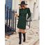 Zeagoo Kleid Damen Herbst Langarm Pulloverkleid mit Taschen Rundhals Dünne Strickkleid Kleid Herbst Winter Casual Herbstkleid Grün M
