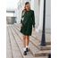 Zeagoo Kleid Damen Herbst Langarm Pulloverkleid mit Taschen Rundhals Dünne Strickkleid Kleid Herbst Winter Casual Herbstkleid Grün M