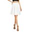 Damen Elegante Elastische Taille Ausgestellte A-Linie Midi Rock Basic Uniform Plissee Skater Röcke(XL, Weiß)