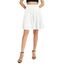 Damen Elegante Elastische Taille Ausgestellte A-Linie Midi Rock Basic Uniform Plissee Skater Röcke(XL, Weiß)
