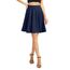 Damen Elegante Elastische Taille Ausgestellte A-Linie Midi Rock Basic Uniform Plissee Skater Röcke(L, Navy Blau)