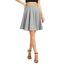Damen Elegante Elastische Taille Ausgestellte A-Linie Midi Rock Basic Uniform Plissee Skater Röcke(L, Grau)
