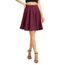 Damen Elegante Elastische Taille Ausgestellte A-Linie Midi Rock Basic Uniform Plissee Skater Röcke(XL, Weinrot)