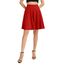 Damen Elegante Elastische Taille Ausgestellte A-Linie Midi Rock Basic Uniform Plissee Skater Röcke(L, Rot)