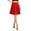 Damen Elegante Elastische Taille Ausgestellte A-Linie Midi Rock Basic Uniform Plissee Skater Röcke(S, Rot)