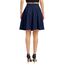 Damen Elegante Elastische Taille Ausgestellte A-Linie Midi Rock Basic Uniform Plissee Skater Röcke(L, Navy Blau)