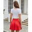 Zeagoo Rock Damen Sommer Kurz Skater Rock A Linie Tellerrock Elastische Taille Plissee Röcke Rot S