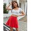 Zeagoo Rock Damen Sommer Kurz Skater Rock A Linie Tellerrock Elastische Taille Plissee Röcke Rot S