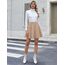 Zeagoo Rock Damen Herbst A Linie Skater Rock Kurzer Faltenrock Lässig Stretch Minirock Skort Beige S