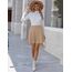 Zeagoo Rock Damen Herbst A Linie Skater Rock Kurzer Faltenrock Lässig Stretch Minirock Skort Beige M