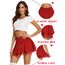 Avidlove Damen Mini Röcke Sommer Solide Faltenrock Spitze Ruffle Plisseerock Kurz Sexy Minirock Basic Gefaltet Rock Elastisch Skater Skirt Rot L