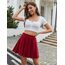 Zeagoo Damen Mädchen Hosenrock Hohe Taille Minirock Schule Tennis Rock High Waist Rock Kurz Tellerrock Weinrot S