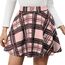 Zeagoo Rock Damen Basic Mini Skater Rock Vielseitige Dehnbaren Hohe Taille A-Linie Kurze Röcke Karierter Faltenrock Rosa M