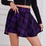 DJT Damen Mädchen Basic Solid Dehnbaren Informell Mini Skater Rock mit Shorts Lila Karierte Medium