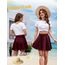 DRESSTELLS Rock Damen Burgunderrot Kurz Skater Rock A-Linie Hohe Taille Minirock Silvesteroutfit Anime Faltenrock Karneval Tennis Rock Burgundy S