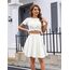 DRESSTELLS Rock Damen Knielang Weiß A-Linie Hohe Taille Midirock Silvesteroutfit Anime Faltenrock Karneval Tennis Rock White-Midi M