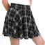 DJT Damen Mädchen Basic Solid Dehnbaren Informell Mini Skater Rock mit Shorts Schwarz Plaid Small
