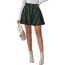 DJT Damen Mädchen Basic Solid Dehnbaren Informell Mini Skater Rock mit Shorts Grün Plaid X-Small