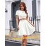 DRESSTELLS Rock Damen Knielang Weiß A-Linie Hohe Taille Midirock Silvesteroutfit Anime Faltenrock Karneval Tennis Rock White-Midi S