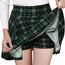 DJT Damen Mädchen Basic Solid Dehnbaren Informell Mini Skater Rock mit Shorts Grün Plaid X-Small