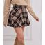 DJT Damen Mädchen Basic Solid Dehnbaren Informell Mini Skater Rock mit Shorts Rosa Kariert Medium