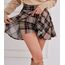 DJT Damen Mädchen Basic Solid Dehnbaren Informell Mini Skater Rock mit Shorts Rosa Kariert Medium