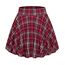 DJT Damen Mädchen Basic Solid Dehnbaren Informell Mini Skater Rock mit Shorts Weinrot Kariert X-Small
