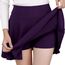 DJT Damen Mädchen Basic Solid Dehnbaren Informell Mini Skater Rock mit Shorts Violett Medium