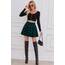 DJT Damen Mädchen Basic Solid Dehnbaren Informell Mini Skater Rock mit Shorts Blaugrün Kariert XX-Large