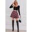 DJT Damen Mädchen Basic Solid Dehnbaren Informell Mini Skater Rock mit Shorts Korallenrosa Kariert XX-Large