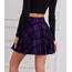 DJT Damen Mädchen Basic Solid Dehnbaren Informell Mini Skater Rock mit Shorts Lila Karierte XX-Large