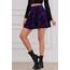 DJT Damen Mädchen Basic Solid Dehnbaren Informell Mini Skater Rock mit Shorts Lila Karierte XX-Large