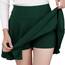DJT Damen Mädchen Basic Solid Dehnbaren Informell Mini Skater Rock mit Shorts Dunkelgrün XX-Large