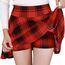 DJT Damen Mädchen Basic Solid Dehnbaren Informell Mini Skater Rock mit Shorts Rot Plaid X-Large
