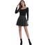 DJT Damen Mädchen Basic Solid Dehnbaren Informell Mini Skater Rock mit Shorts Schwarz kariert XXL