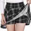DJT Damen Mädchen Basic Solid Dehnbaren Informell Mini Skater Rock mit Shorts Schwarz Plaid Large