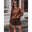 DJT Damen Mädchen Basic Solid Dehnbaren Informell Mini Skater Rock mit Shorts Schwarz Braun XX-Large