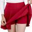DJT Damen Mädchen Basic Solid Dehnbaren Informell Mini Skater Rock mit Shorts Rot 3X-Large
