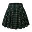DJT Damen Mädchen Basic Solid Dehnbaren Informell Mini Skater Rock mit Shorts Grün Plaid Large