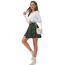 DJT Damen Mädchen Basic Solid Dehnbaren Informell Mini Skater Rock mit Shorts Grün Plaid Large