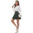 DJT Damen Mädchen Basic Solid Dehnbaren Informell Mini Skater Rock mit Shorts Grün Plaid XX-Large